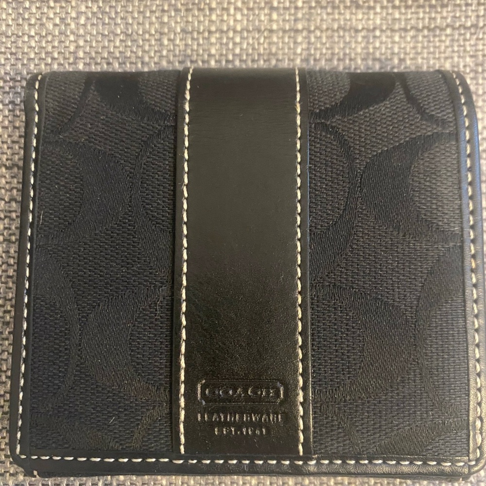 NWOT Coach Signature Black Leather Card Holder Wallet